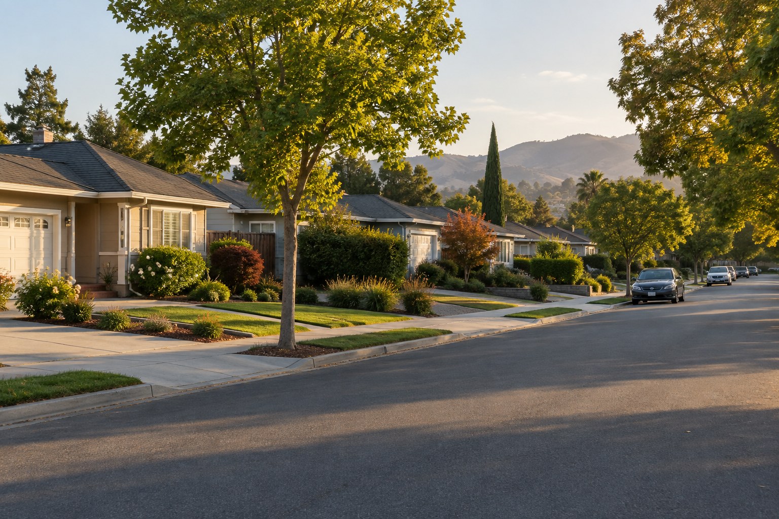 A San Jose, California residential street, illustrative